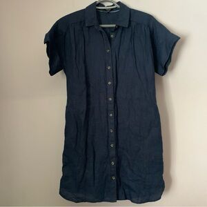 J.Crew Baird McNutt Irish Linen Shirt Dress Top XSP Navy